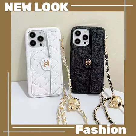 chanel iPhone17pro ケース 斜め掛け ラステッチレザー