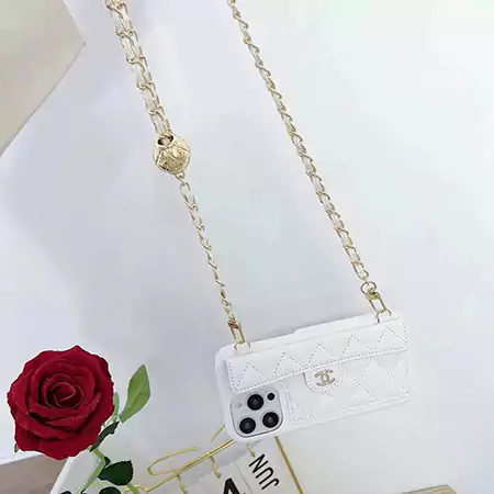 chanel iPhone17pro ケース 斜め掛け ラステッチレザー