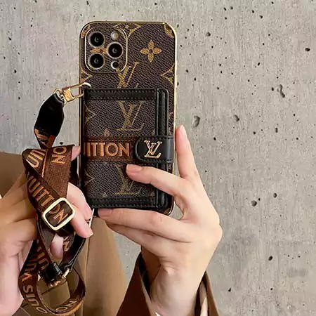 LV iPhone17Pro ケース レザー ストラップ付き